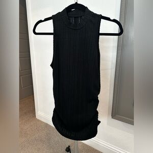 SHEIN Black Sleeveless Knit Top Ruched Sides